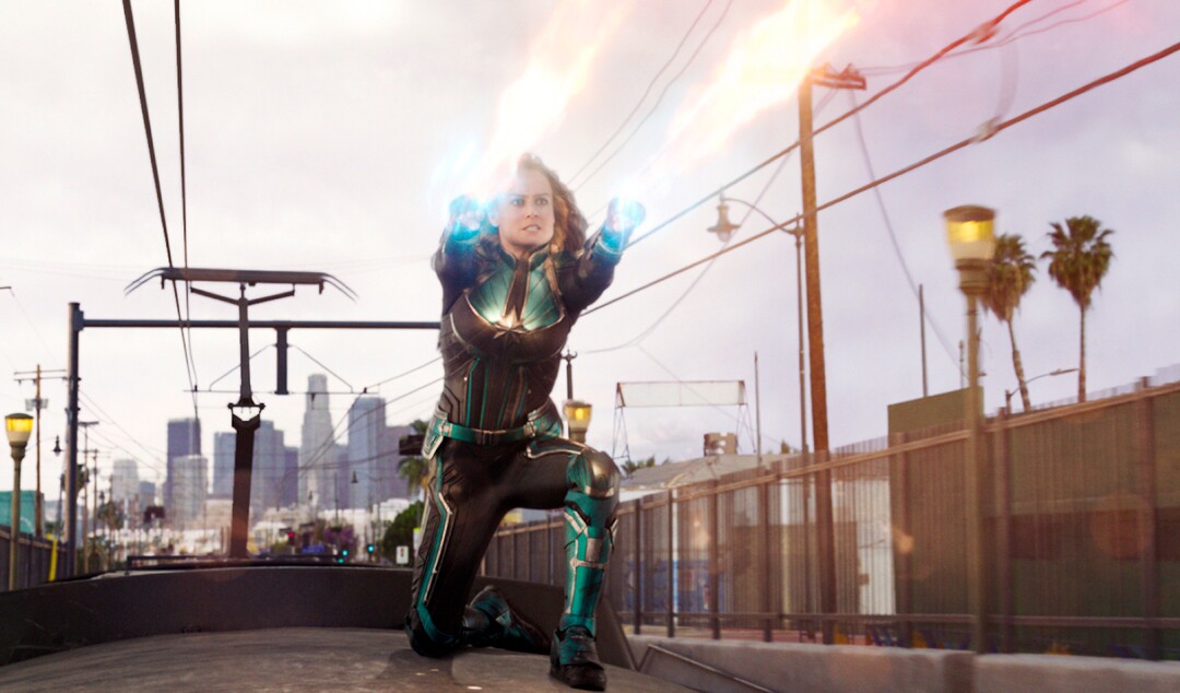 This image released by Disney-Marvel Studios shows Brie Larson in a scene from "Captain Marvel." (Disney-Marvel Studios via AP)