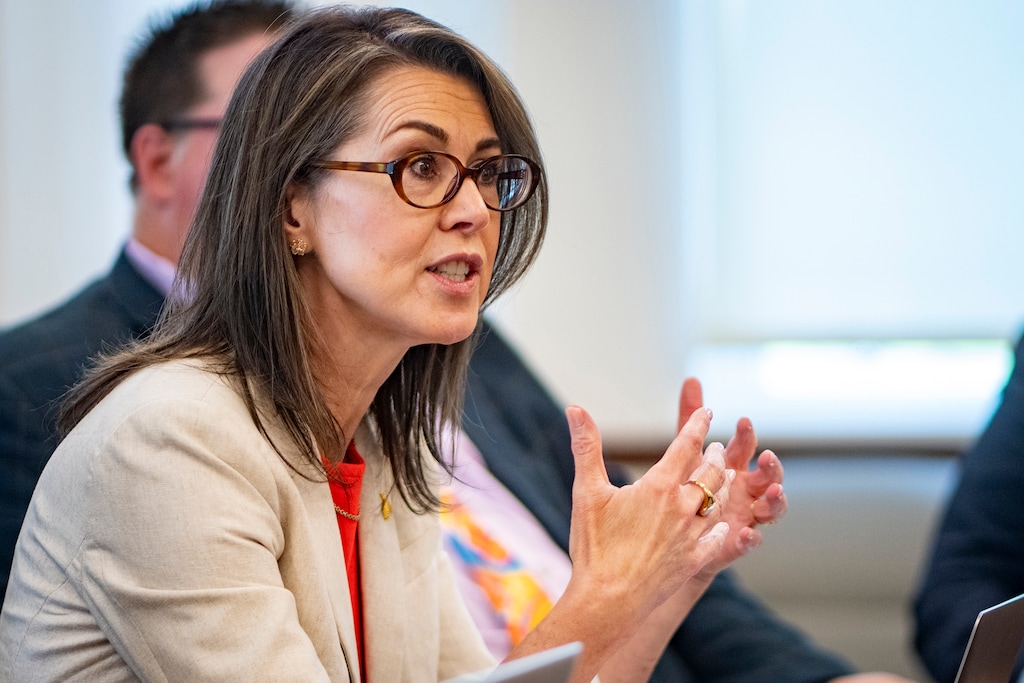 (Rick Egan | The Salt Lake Tribune) Lieutenant Governor Deidre Henderson discusses the results of the audit on the citizenship status of people on Utah's voter roles on Wednesday, May 27, 2026.