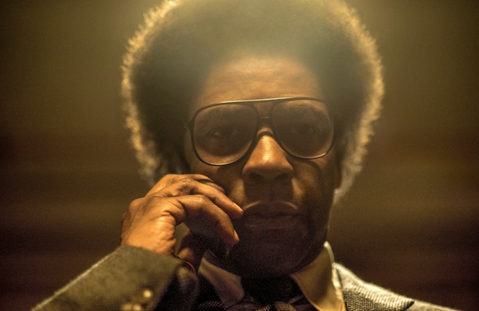 This image released by Sony Pictures shows Denzel Washington in a scene from "Roman J. Israel, Esq." On Monday, Dec. 11, 2017, Washington was nominated for a Golden Globe for best actor in a motion picture drama for his role in the film. The 75th Golden Globe Awards will be held on Sunday, Jan. 7, 2018 on NBC. (Laurie Sparham/Focus Features via AP) (Glen Wilson/Sony Pictures via AP)