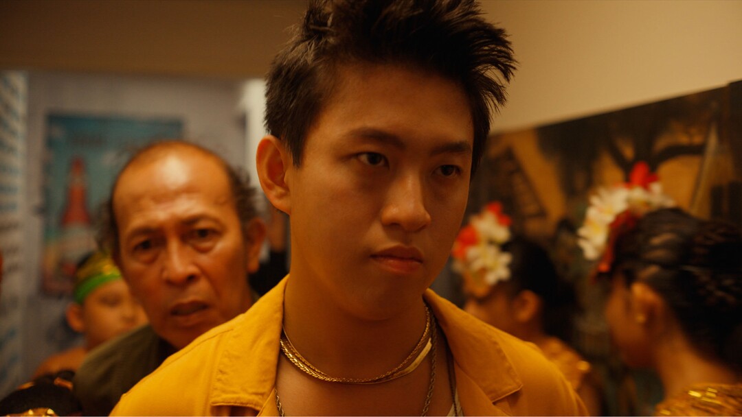 (Ante Cheng  |  Sundance Institute) Rich Brian, right, plays a young rapper, and Yayu A.W. Unru, left, plays his manager/father, in director Justin Chon's "Jamojaya," an official selection of the Premieres program at the 2023 Sundance Film Festival.