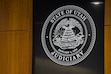 (Bethany Baker | The Salt Lake Tribune) The logo for the state of Utah judiciary is seen during the sentencing for Jesse Taggart, a man found guilty of attempted aggravated murder, aggravated assault, discharge of a firearm and riot during a Black Lives Matter protest in 2020, in the courtroom in Provo on Monday, April 6, 2026.