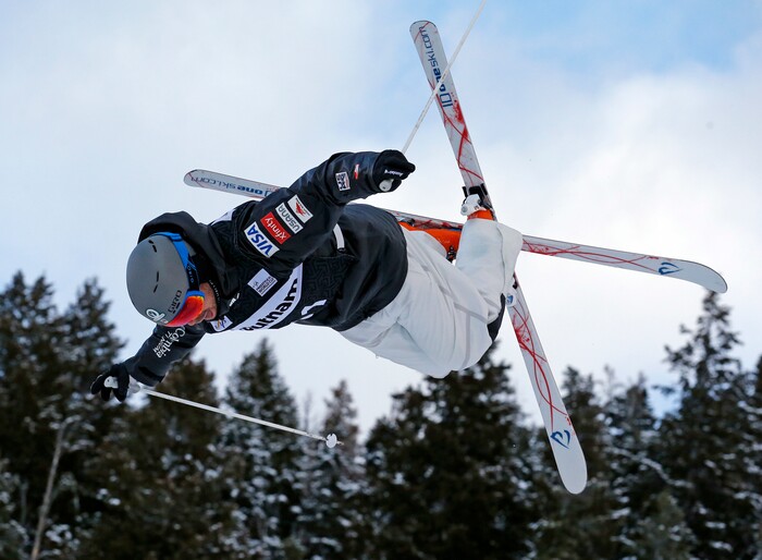 United States' Bradley Wilson competes in the men's World Cup freestyle moguls at Deer Valley, Wednesday, Jan. 10, 2018, in Park City, Utah. (AP Photo/Rick Bowmer)
