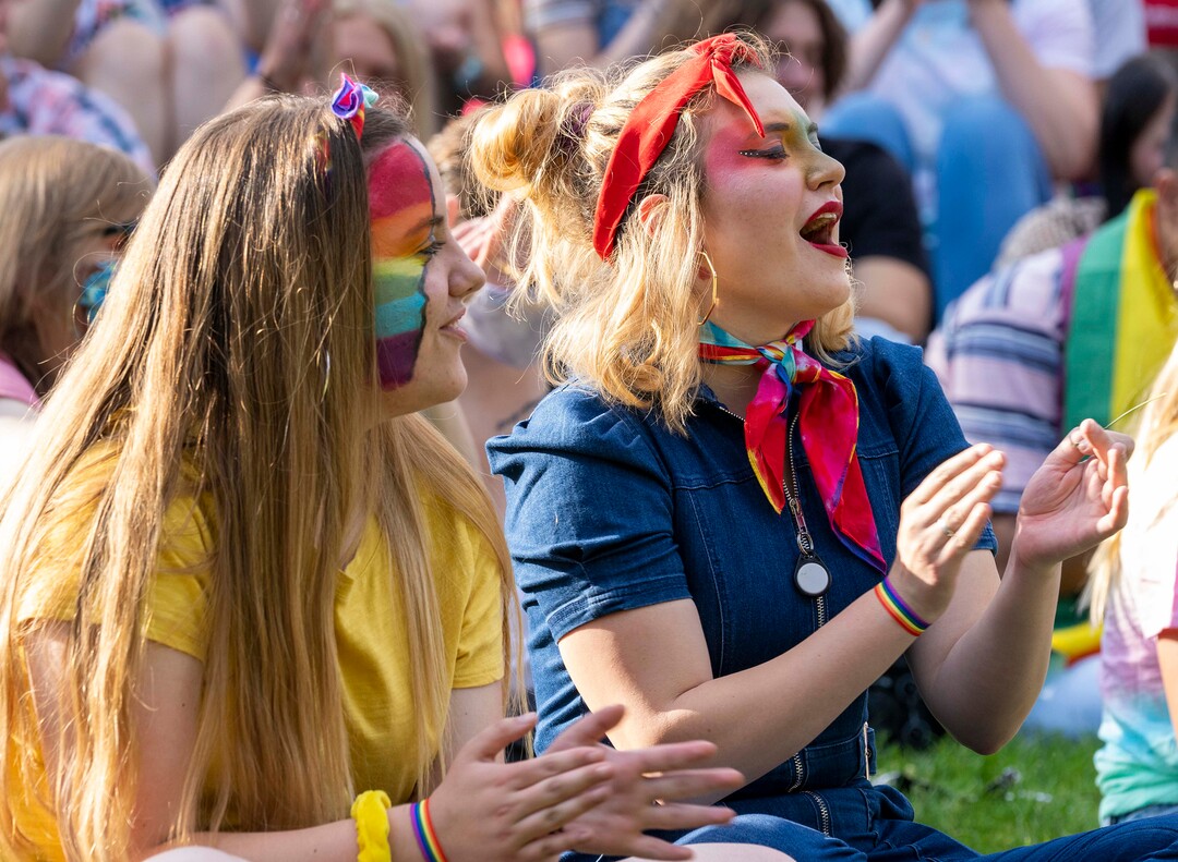 (Rick Egan | The Salt Lake Tribune) More than a thousand BYU students, friends and allies gather at Joaquin Park before marching to Kiwanis Park, in Provo's first Pride March, on Monday, June 28, 2021.