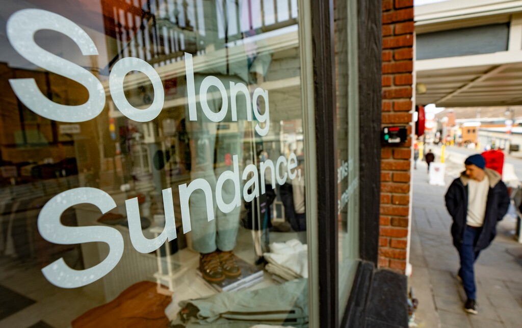 (Rick Egan | The Salt Lake Tribune) A window on Park City's Main Street is shown during the Sundance Film Festival on Thursday, Jan. 22, 2026.