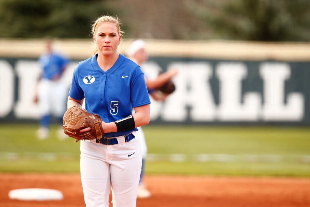 Jaren Wilkey | BYU
BYU pitcher McKenna Bull in action against LMU on April 8, 2016.