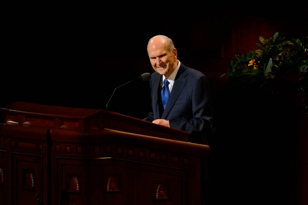 (Trent Nelson  |  The Salt Lake Tribune)  President Russell M. Nelson speaks during the morning session of the189th Annual General Conference of The Church of Jesus Christ of Latter-day Saints in Salt Lake City on Sunday April 7, 2019.