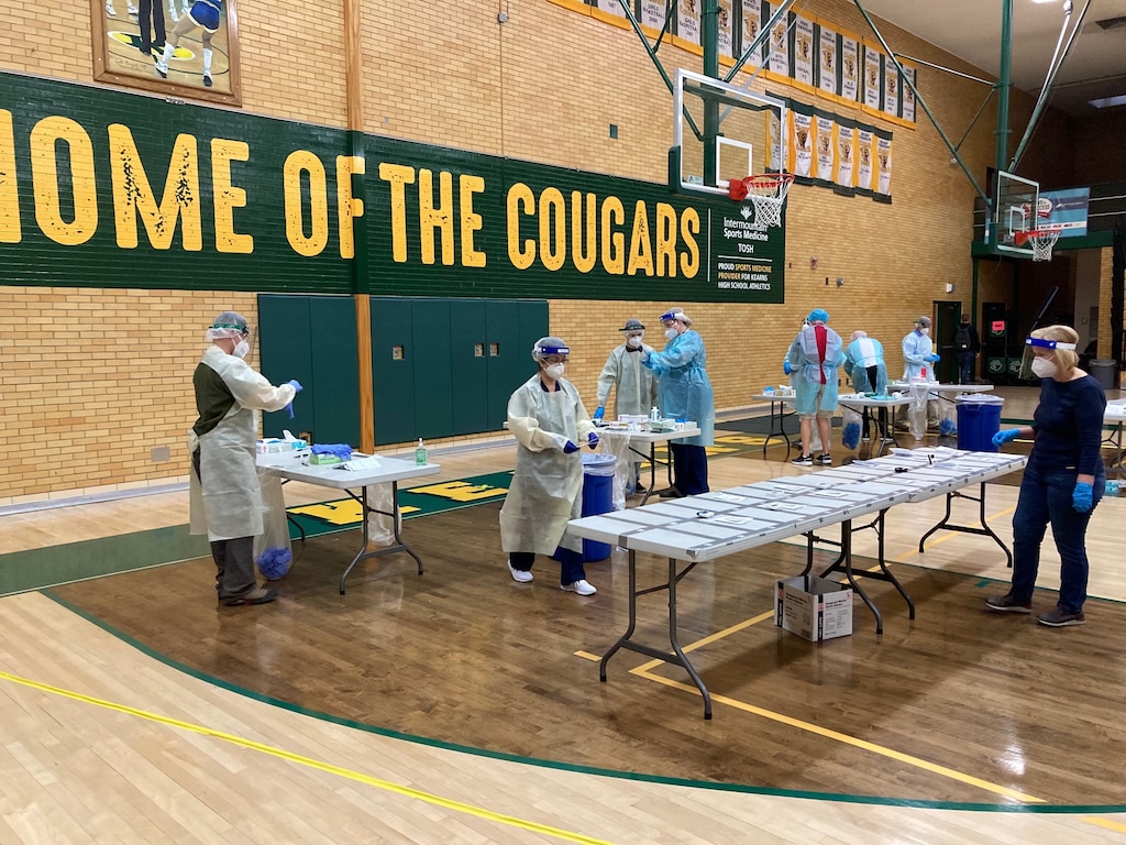 (Photo Courtesy of Granite School District) Students at Kearns High get tested for the coronavirus under the Test to Stay program run on Monday, Dec. 7 and Tuesday, Dec. 8, 2020.