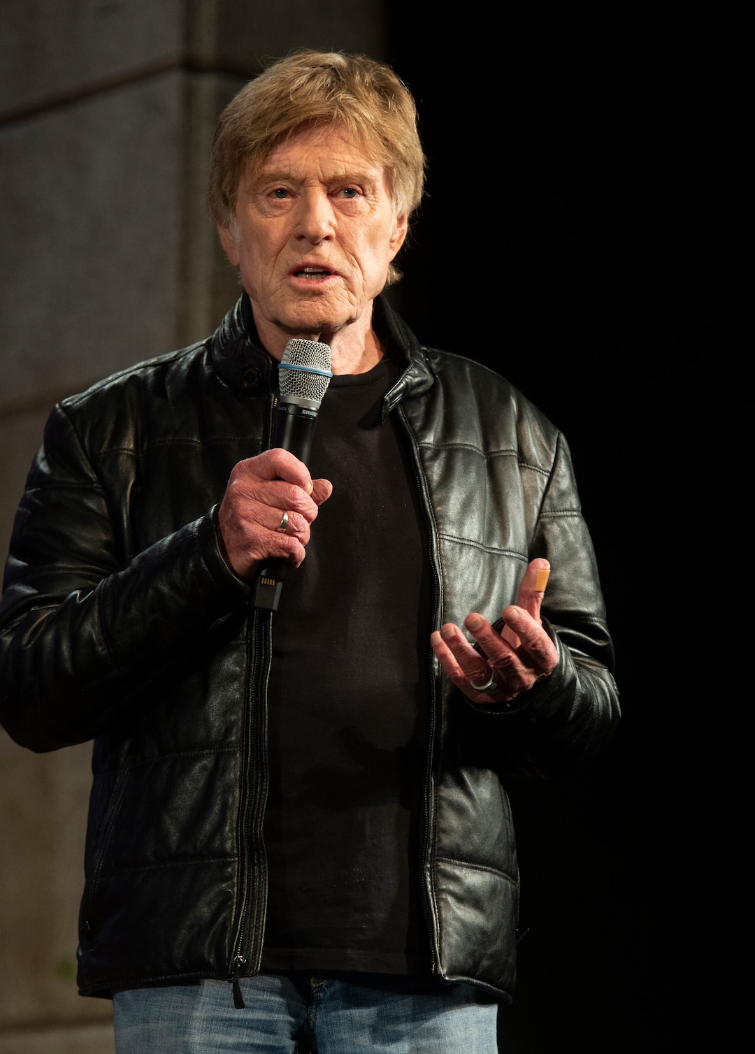 (Rick Egan  |  The Salt Lake Tribune)     Robert Redford says a few words at the opening news conference for the 2019 Sundance Film Festival at the Egyptian Theatre in Park CIty, Thursday, Jan. 24, 2019.