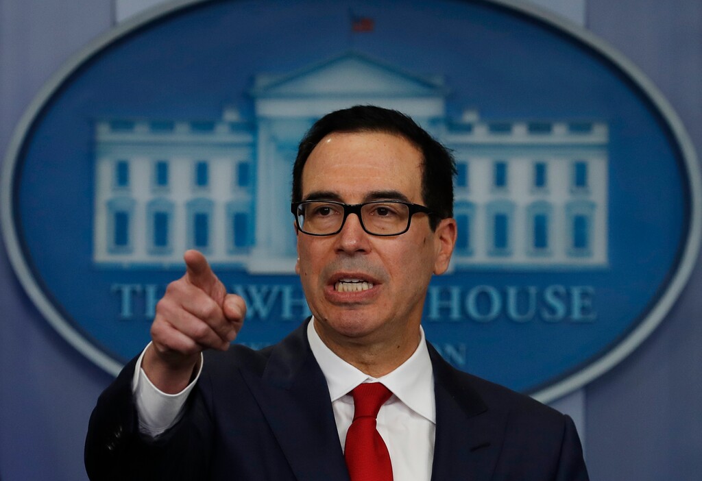 Treasury Secretary Steven Mnuchin speaks during the news briefing at the White House in Washington, Friday, Aug. 25, 2017. (AP Photo/Carolyn Kaster)