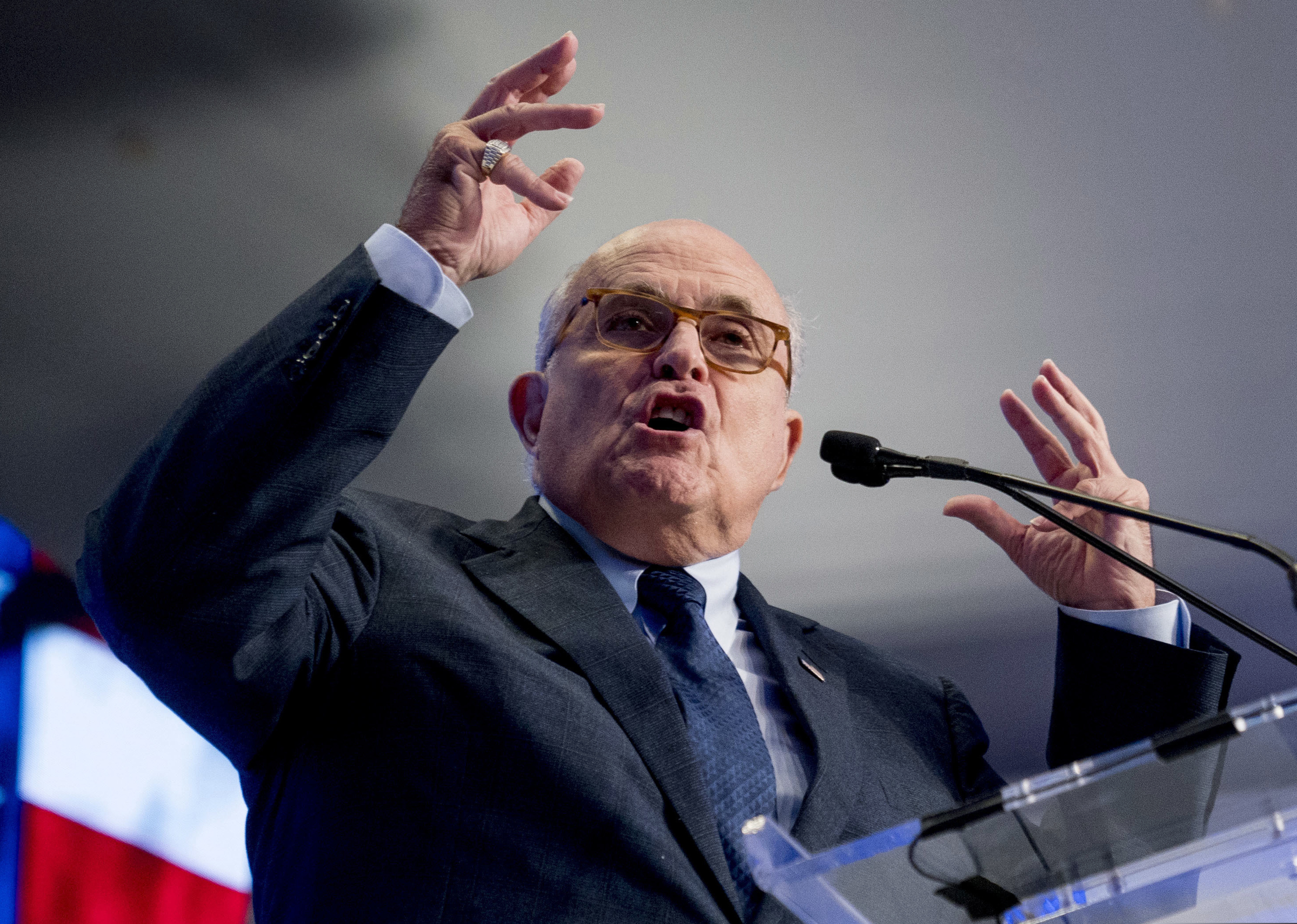 FILE - In this May 5, 2018, file photo, Rudy Giuliani, an attorney for President Donald Trump, speaks in Washington. President Donald Trump’s personal lawyer says he is urging Ukraine to open investigations that could benefit Trump politically in the United States. Rudy Giuliani took to Twitter Friday to explain his rationale for traveling to Kiev to push for two probes. (AP Photo/Andrew Harnik, File)