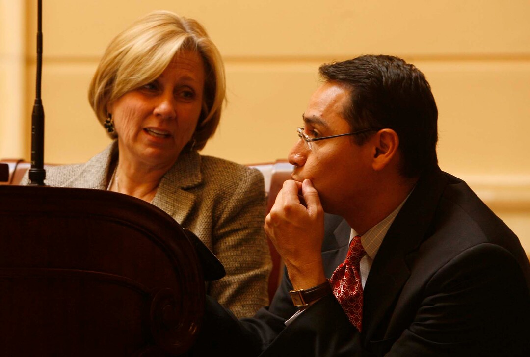 Karen Morgan served in the Utah State Senate 2009-2013. She is seen here with fellow Senator, Ross Romero in 2010.