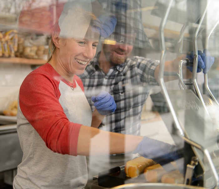 (Trent Nelson | The Salt Lake Tribune) Lorin Smaha and Dale Hentzell at work at Freshie's Lobster Co. in Park City.