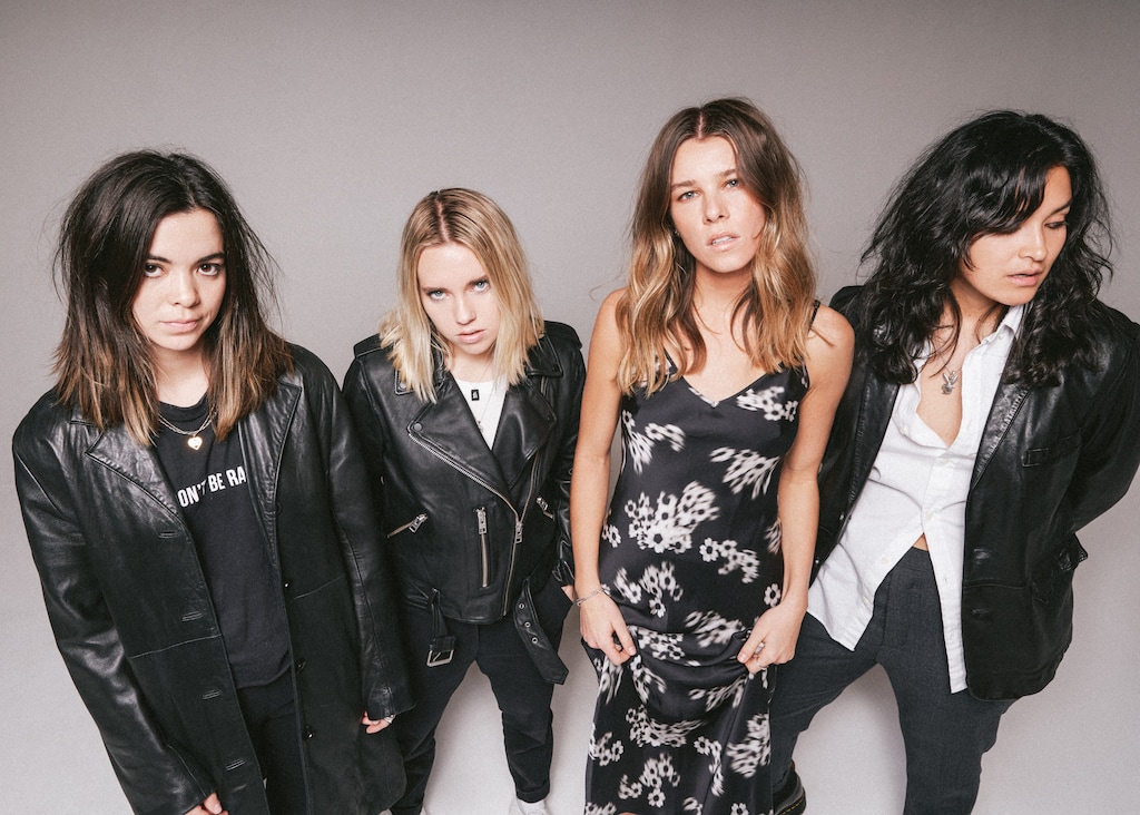 (Jason Lee  |  Red Bull Records) The Aces, the all-female indie-pop quartet from Orem — from left: lead singer Cristal Ramirez, guitarist Katie Henderson, bassist McKenna Petty and drummer Alisa Ramirez — will perform for their Utah fans, Nov. 26, 2021, at The Depot in Salt Lake City.