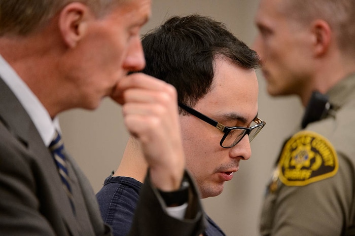 (Trent Nelson | The Salt Lake Tribune)
Jason Black, who shot and killed 24-year-old Natalia Casagrande before stealing marijuana, guns and cash, reads a statement and apology before being sentenced by Judge Adam Mow in Salt Lake City, Tuesday April 10, 2018.