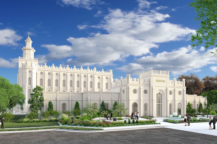 (Courtesy of The Church of Jesus Christ of Latter-day Saints) Rendering of the new temple annex for the St. George Utah Temple.