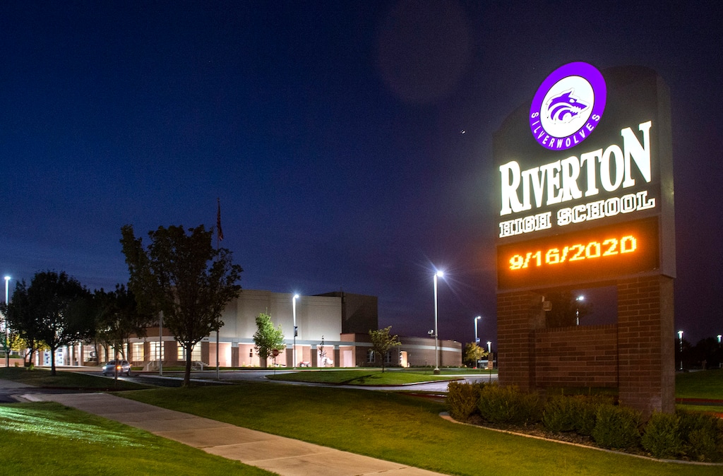 (Rick Egan | The Salt Lake Tribune) Riverton High, pictured on Wednesday, Sept. 16, 2020. The school, along with 13 others in Jordan District, are slated to close for two weeks through Thanksgiving 2020 because of COVID-19 outbreaks.