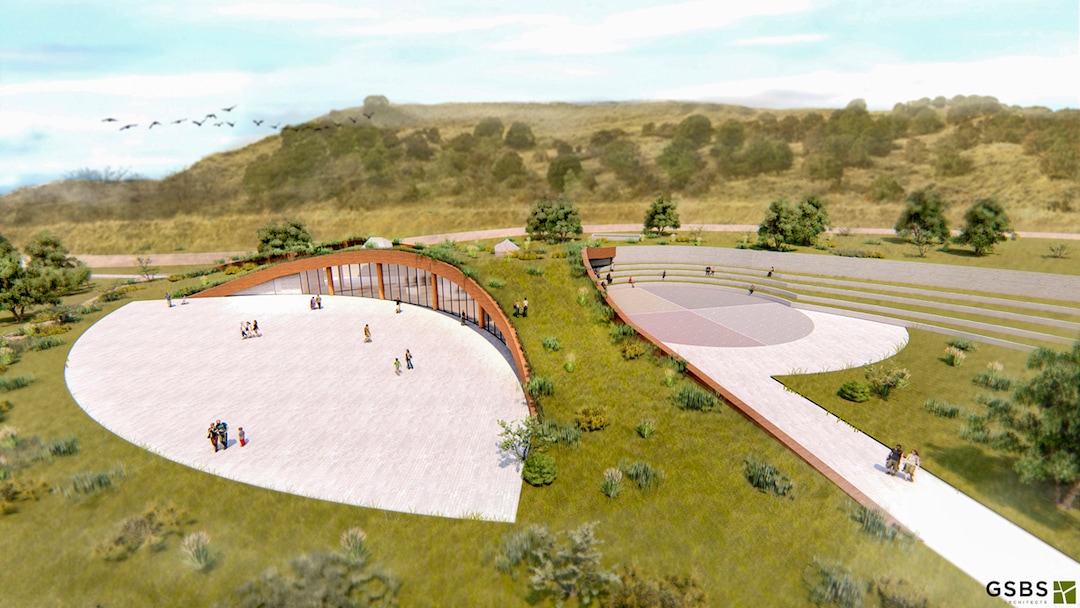 Architectural rendering courtesy of GSBS ArchitectsThe Boa Ogoi Cultural & Interpretive Center's 6,000 square-foot architecture was designed to show deep reverence for the sacred land and what the land means to the Shoshone People. The building is tucked into the hillside in such a way that it can be difficult to distinguish from the surrounding landscape. The center will house exhibits of artifacts and information about the history and culture of the Shoshone Nation, classrooms and a bookstore. The center will tell the story of the lives lost in the Bear River Massacre and will also celebrate the survivors of the Shoshone Nation and their culture. 