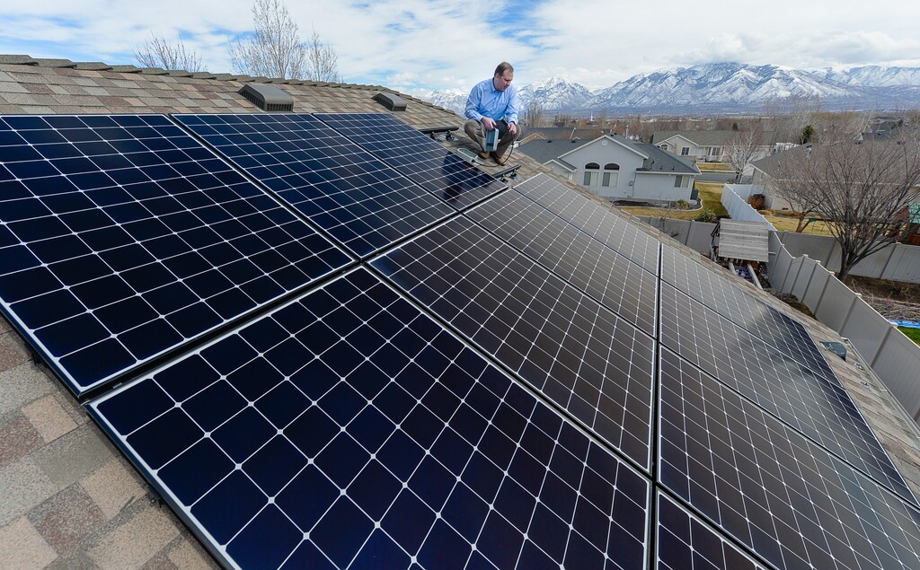 (Francisco Kjolseth | Tribune file photo) An unfinished residential solar array in South Jordan, initially installed by St. George-area company Legend Solar. As its seeks to cope with what it says is an “extreme cashflow problem” leaving scores of customers in limbo, state regulators are pursuing disciplinary action to revoke its Utah license as a contractor, saying Legend Solar officials apparently tried to mislead them.