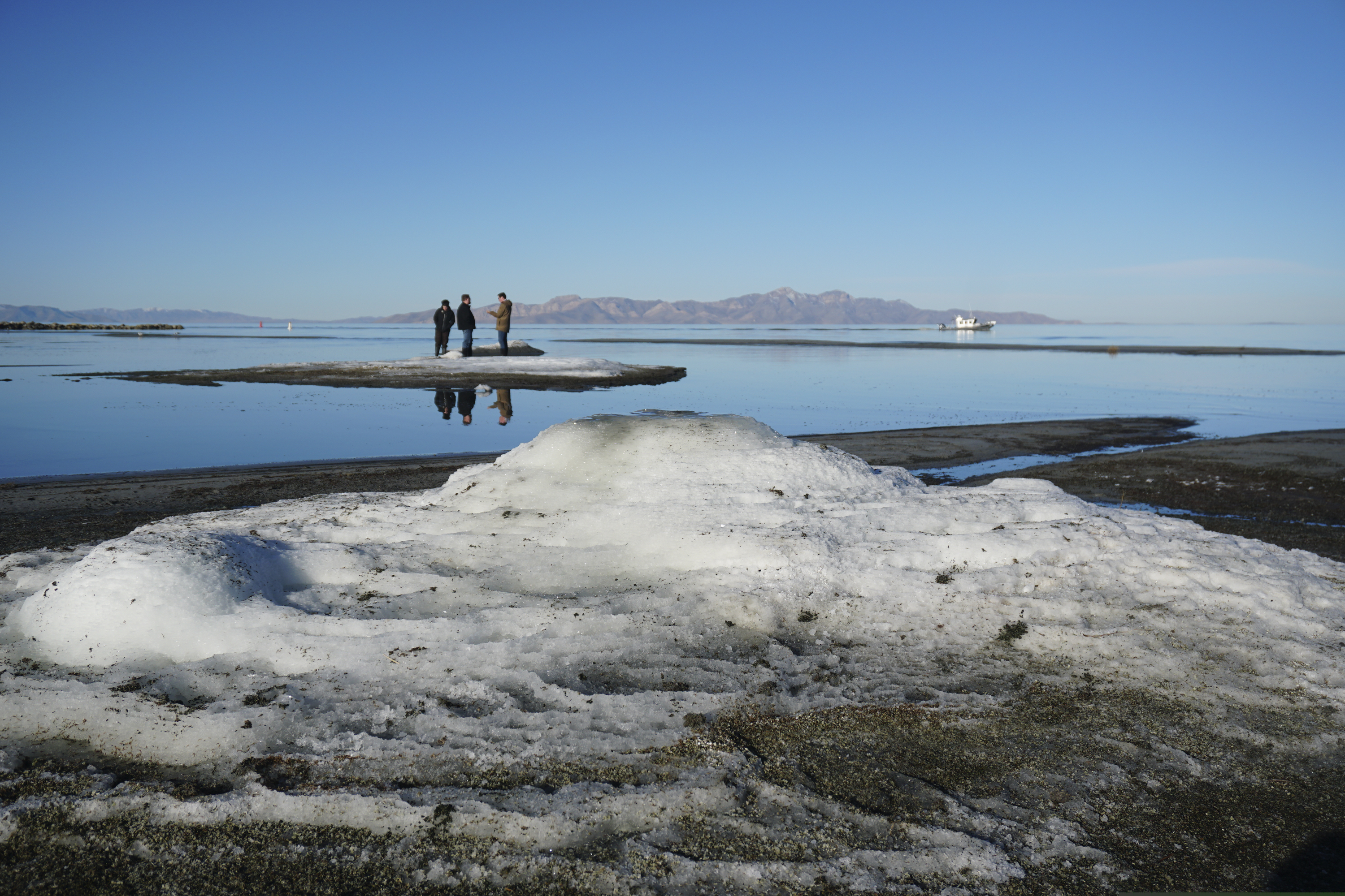 In this undated photo provided by the Utah Division of Parks and Recreation, are rare salt formations that are being are being documented for the first time along the shores of the Great Salt Lake in Utah. Rare salt formations have been documented for the first time on the shores of the Great Salt Lake, and they could yield insights about salt structures found on Mars before they disappear for good. (Utah Division of Parks and Recreation via AP)