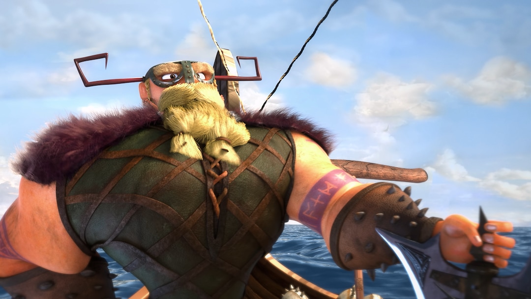 (Image courtesy BYU Center for Animation) A Viking captain arrives on an island where a friendly dragon lives, in a scene from "Grendel," a computer-animated short produced by students at Brigham Young University.