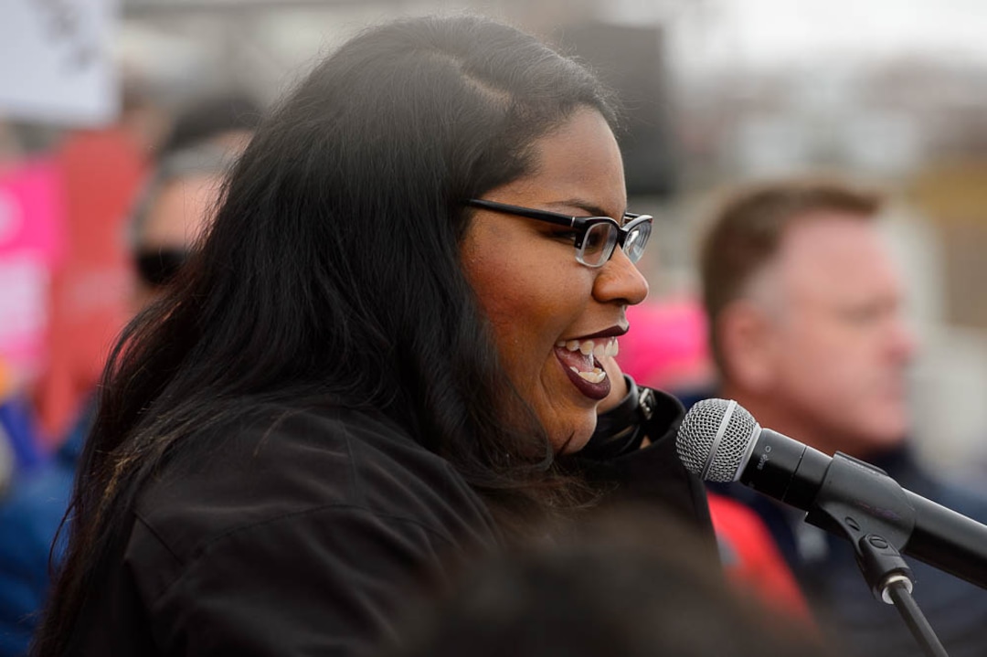 (Trent Nelson | The Salt Lake Tribune)Jennifer Boyce speaks at the 2019 Women's March on Utah in Salt Lake City on Saturday Jan. 19, 2019.