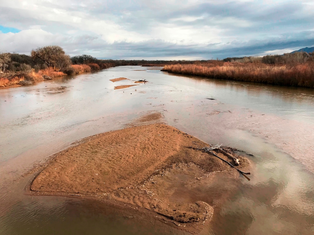 (Susan Montoya Bryan | The Associated Press) In this Feb. 18, 2018, file photo, sandbars fill the Rio Grande north of Albuquerque, N.M. Forecasters said Monday, April 23, 2018, that drought conditions across southwestern states are contributing to a wildfire threat.