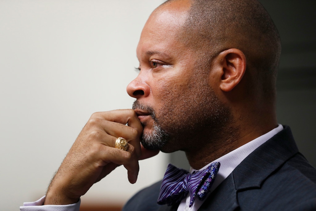 (AP Photo/John Locher) Nevada's incoming Attorney General Aaron Ford speaks with The Associated Press, Friday, Dec. 14, 2018, in Las Vegas.