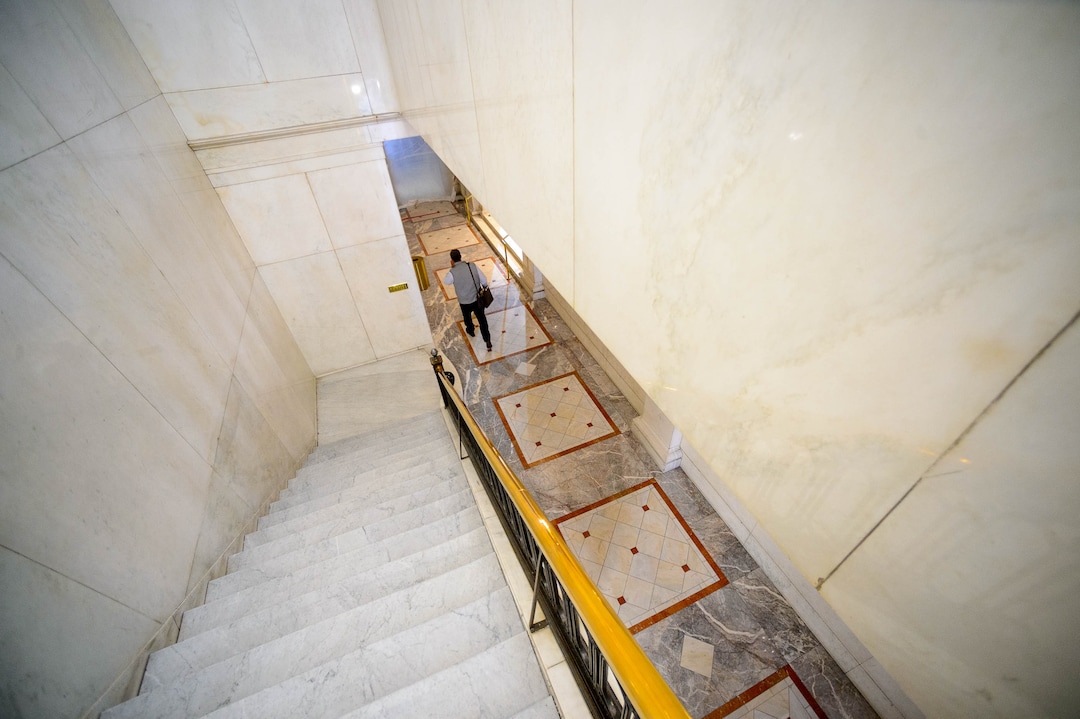 (Trent Nelson  |  The Salt Lake Tribune) 
Looking down into the lobby of the Kearns Building in Salt Lake City on Wednesday, Nov. 20, 2019. Hines, the global real estate firm that owns the Kearns Building, has launched a $25 million renovation of the 108-year-old building at 136 South Main Street.