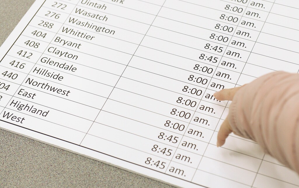 (Leah Hogsten | The Salt Lake Tribune) The Salt Lake City Board of Education kicked off a listening tour Jan. 13, 2020 at Bryant Middle School to hear from students and parents about the possibility of implementing later school start times for the Salt Lake City school district high schools.