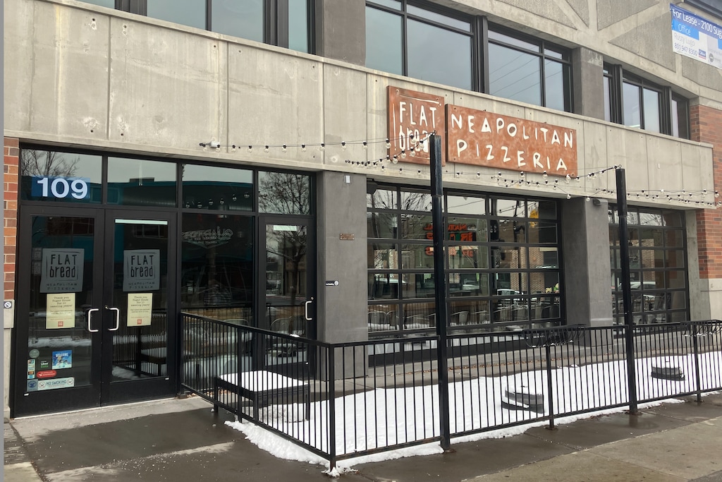 (Sean P. Means  |  The Salt Lake Tribune) The now-vacated space where Flatbread Neapolitan Pizzeria once occupied, in the 2100 Sugarhouse building in Salt Lake City, on Jan. 25, 2023.