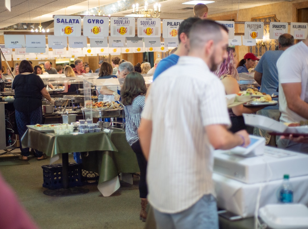 (Rachel Molenda  |  The Salt Lake Tribune) The food lines went out the doors at the Salt Lake Greek Festival on Saturday, Sept. 8, 2018.