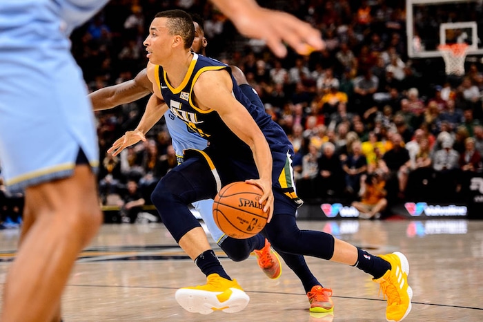(Trent Nelson | The Salt Lake Tribune)
Utah Jazz guard Dante Exum (11). Utah Jazz vs Memphis Grizzlies, NBA basketball in Salt Lake City on Friday Nov. 2, 2018.