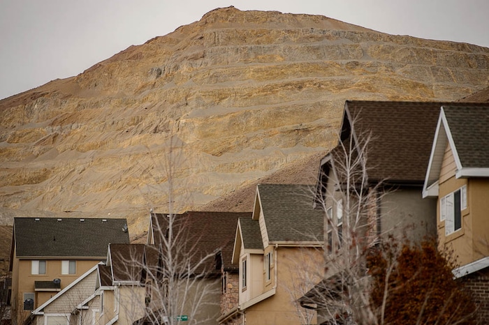 (Trent Nelson | The Salt Lake Tribune)
Homes at Traverse Ridge near a mining operation, Friday Nov. 23, 2018. The city of Lehi has sent a letter of assurance to residents saying there are no health risks from the gravel mining and construction on Point of the Mountain. They site a health department study showing the operation is not causing health-damaging air pollution. The health department tells a different story -- and they can't say there are no health risks from the mining.