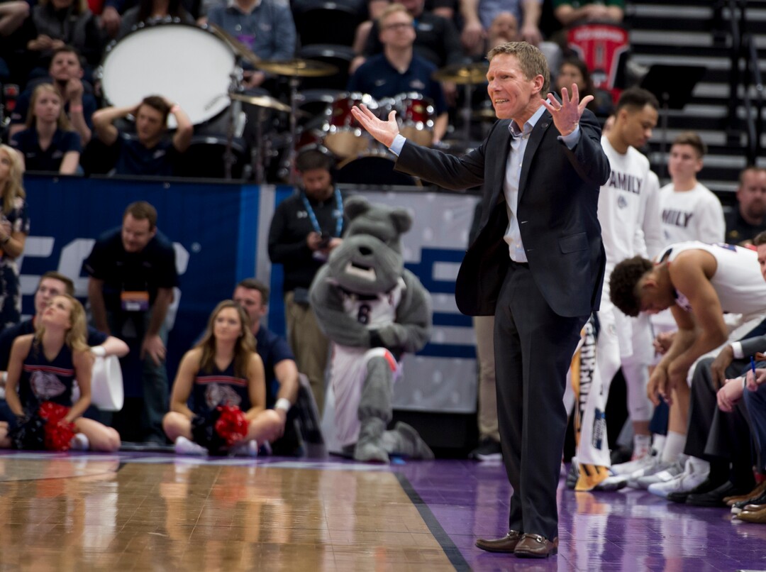 (Leah Hogsten  | The Salt Lake Tribune)  Gonzaga Bulldogs head coach Mark Few reacts as Baylor faces Gonzaga in the second round of the NCAA tournament in Salt Lake City on Saturday, March 23, 2019.