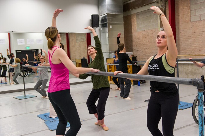 (Alex Gallivan  |  Special to the Tribune)  Adults learn basic techniques during a beginner's class at Ballet West Academy in Salt Lake City, Wednesday, Jan. 31.