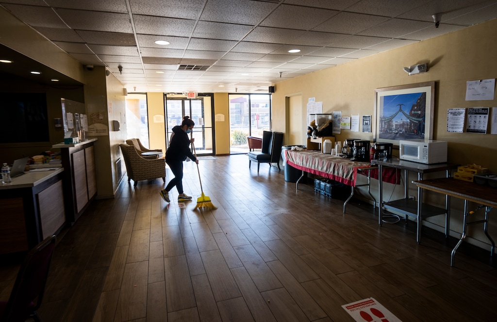 Rick Egan | Tribune file photo) The Ramada Inn on North Temple, is now open as a segregated shelter for older and medically vulnerable individuals, Monday, January 31, 2022.