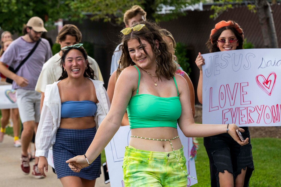 (Rick Egan | The Salt Lake Tribune) BYU students, friends and allies join in a Pride March from Joaquin Park to Kiwanis Park,  in Provo, on Monday, June 28, 2021.