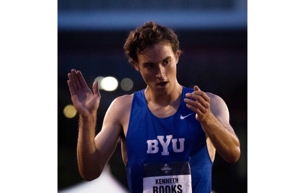 (Sara Diggins | Austin American-Statesman via The Associated Press)
BYU's Kenneth Rooks celebrates his win in the steeplechase during the NCAA outdoor track and field championships Friday, June 9, 2023, in Austin, Texas.
