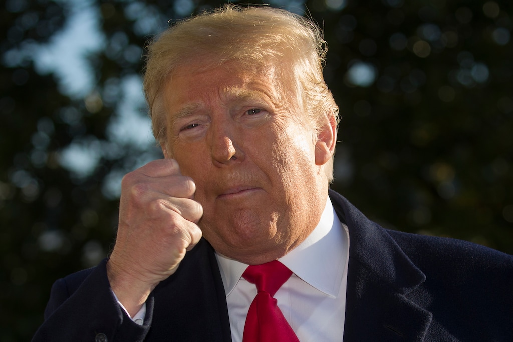 President Donald Trump speaks about the abductions of women at the southern border, on the South Lawn of the White House as he walks to Marine One, Sunday, Jan. 6, 2019, in Washington. Trump is en route to Camp David. (AP Photo/Alex Brandon)