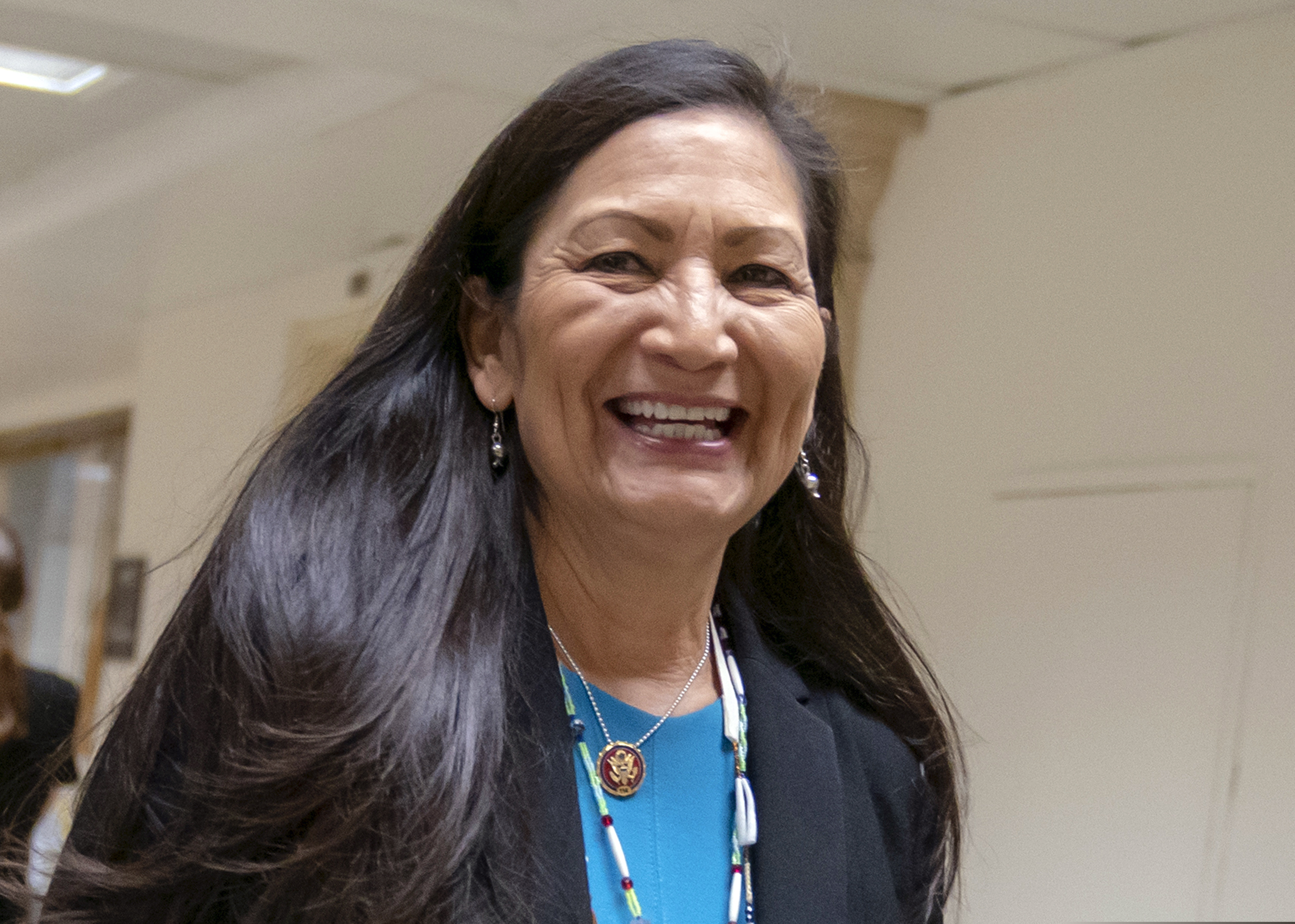 (J. Scott Applewhite | AP file photo)  This April 3, 2019, photo shows Rep. Deb Haaland, D-N.M., one of the first Native American woman elected to Congress, on Capitol Hill in Washington.