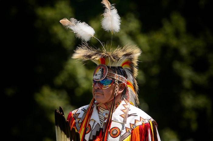 (Trent Nelson | The Salt Lake Tribune)  
24th Annual NACIP Powwow and festival at Liberty Park in Salt Lake City, Tuesday July 24, 2018. Melvin Smith.