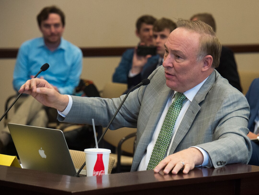 (Rick Egan  |  The Salt Lake Tribune)  Sen. Jim Dabakis speaks in support of bill, SJR16 during a Senate Education Committee meeting at the Capitol, Friday, March 2, 2018.
