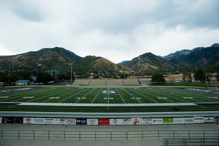 (Rick Egan  |  The Salt Lake Tribune)  Skyline Football field Wednesday, August 8, 2017.