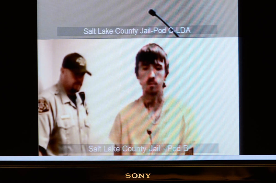 (Trent Nelson | The Salt Lake Tribune)  Austin Boutain, charged with murder for fatally shooting University of Utah student ChenWei Guo at the mouth of Red Butte Canyon on Oct. 30, makes his first court appearance in Salt Lake City Tuesday November 21, 2017.