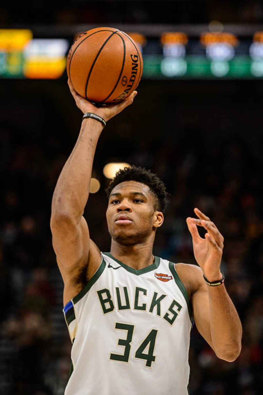 (Trent Nelson | The Salt Lake Tribune)  Milwaukee Bucks forward Giannis Antetokounmpo (34) as the Utah Jazz host the Milwaukee Bucks, NBA basketball in Salt Lake City on Saturday March 2, 2019.