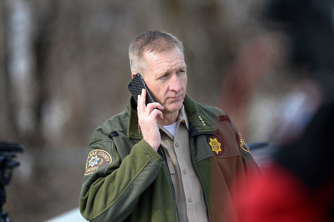 Scott Sommerdorf   |  The Salt Lake Tribune  Sheriff Jim Winder takes a phone call in the parking lot at Hillcrest High School, Wednesday, February 1, 2017. There were early reports of an active shooter in the school, but it later became apparent the reports were a hoax.