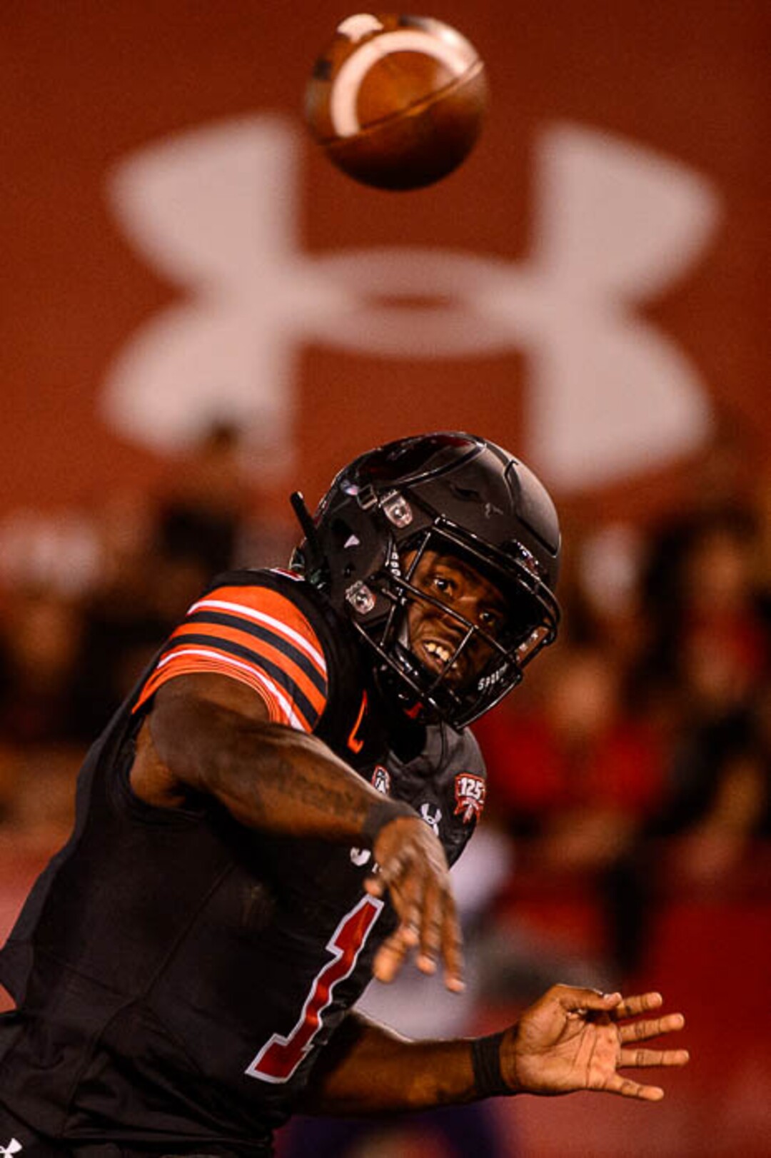 (Trent Nelson | The Salt Lake Tribune)  Utah Utes quarterback Tyler Huntley (1) as the University of Utah hosts Washington at Rice-Eccles Stadium in Salt Lake City, Saturday Sept. 15, 2018.