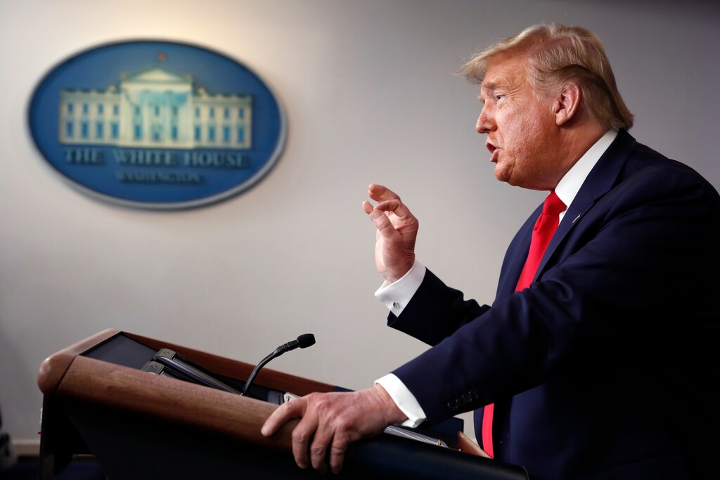 (Alex Brandon | AP) President Donald Trump speaks about the coronavirus in the James Brady Briefing Room, Thursday, March 26, 2020, in Washington.