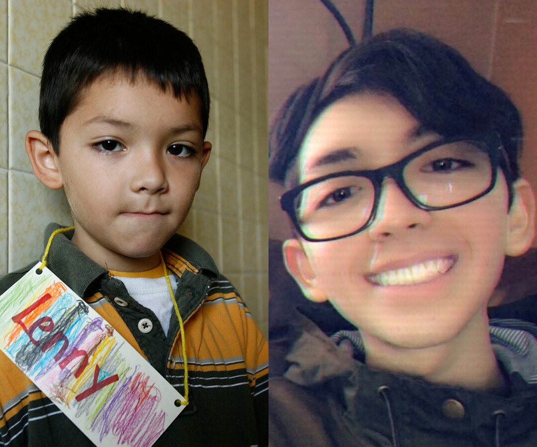 Lenny Villegas as a first grader at Orchard Elementary School in West Valley in 2007 and today.