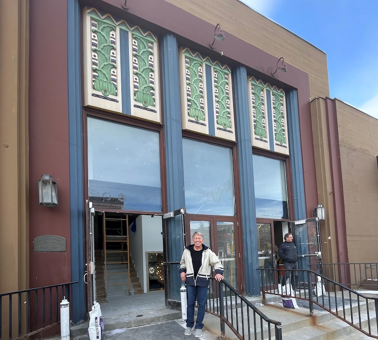 (Leslie Thatcher  |  KCPW) Owner Kenny Griswold stands at the entrance of Marquis Park City, a new concert venue scheduled to open Dec. 28, 2023, at 427 Main in Park City — the site of the former Park City Live and Harry O's.